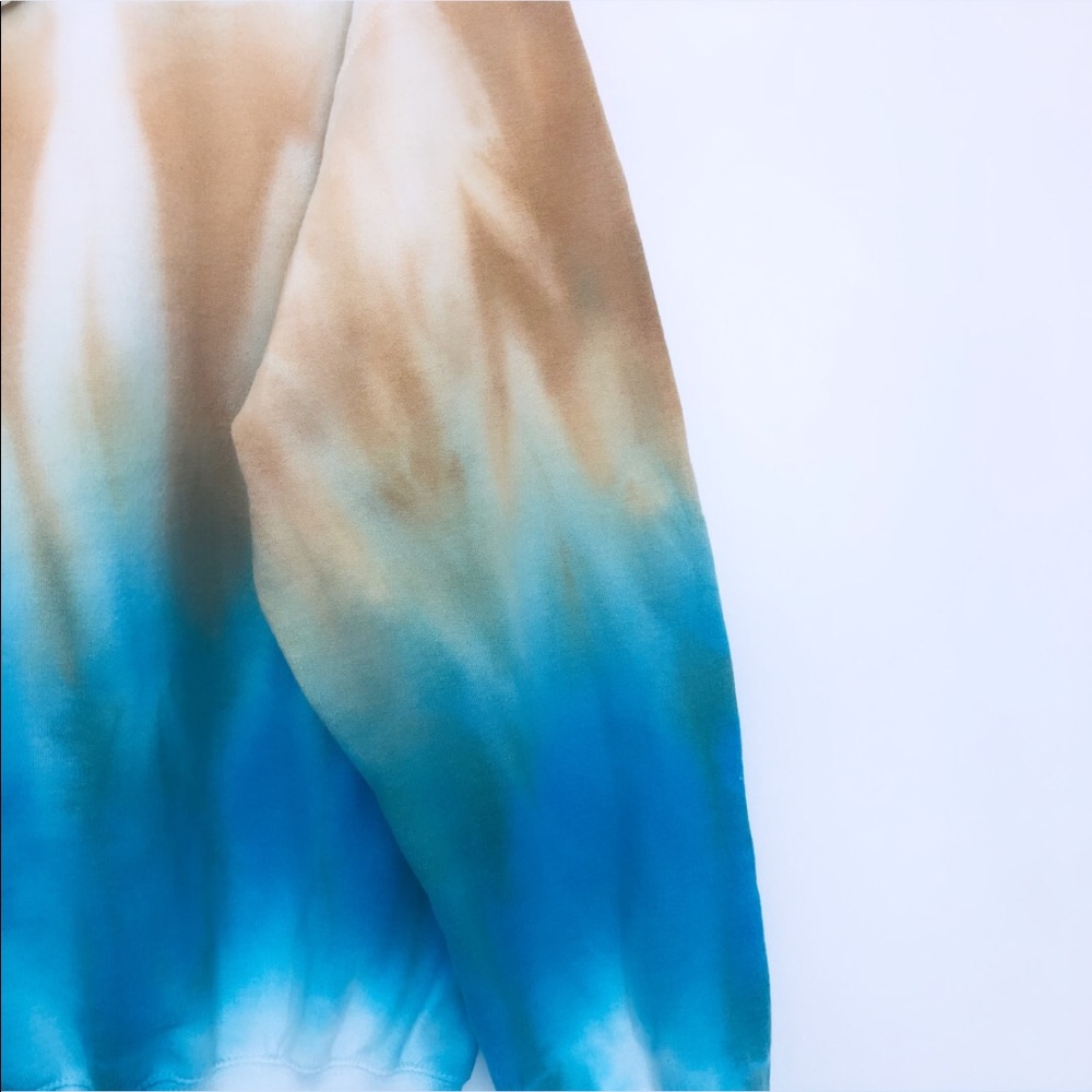 🔴SOLD🔴Tie Dye Golden Blue Colorblock NEW Hoodie - Picture 7 of 14